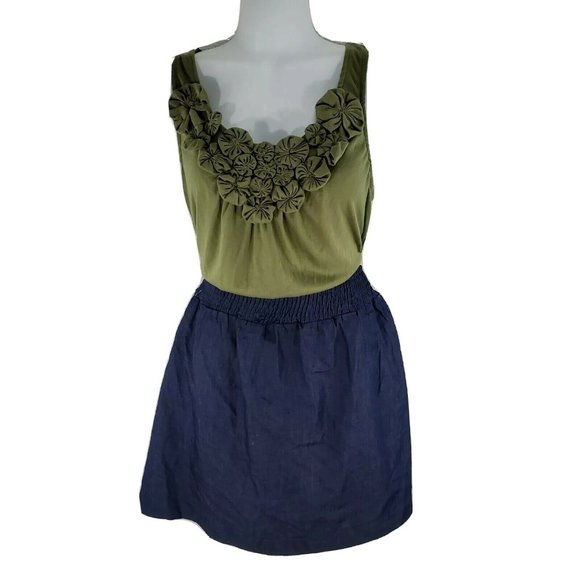 Ruby Rose womens‎ dress Size L Green Rosette Tank a - Picture 1 of 9